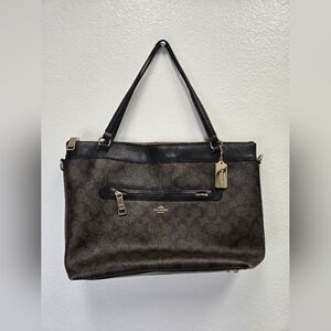 Coach Black and Brown Signature Shoulder Bag